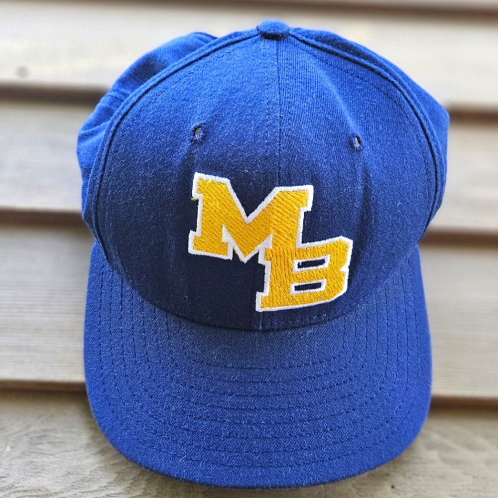 Vintage 90's Sports DeLONG Navy and White Hat, Made In USA